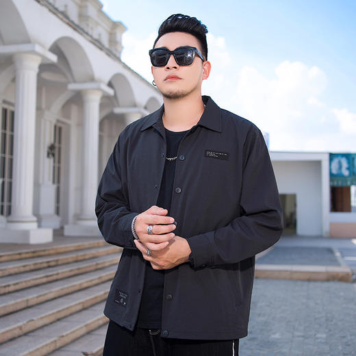【新款DMH】大依优型大码翻领衬衫外套男宽松加肥加大码上衣夹克运动潮流 商品图0