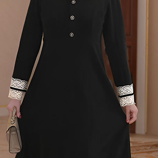 8/16奢姿大码女装2024秋季减龄娃娃领连衣裙胖妹妹复古花边时尚裙子9944826621 商品图3