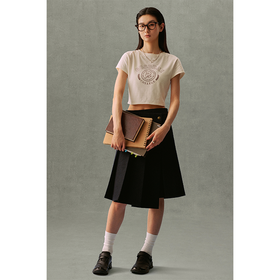 GOODBAI athletic学院logo印花正肩紧身短款T恤