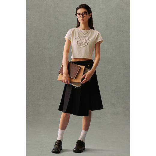 GOODBAI athletic学院logo印花正肩紧身短款T恤 商品图0