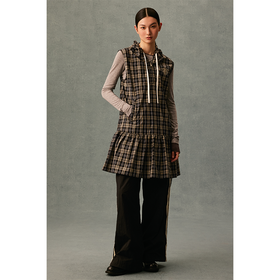 GOODBAI athletic学院logo印花无袖连帽拼接套头连衣裙