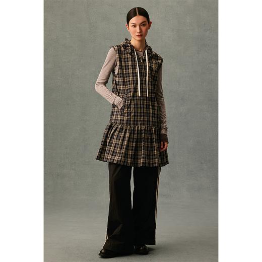 GOODBAI athletic学院logo印花无袖连帽拼接套头连衣裙 商品图0