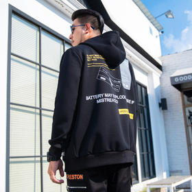 【新款DMH】大依优型大码连帽开衫卫衣外套拼接男宽松加肥加大码上衣夹克运动潮流帽衫