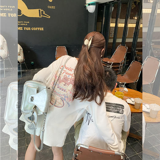 <曾小咸推荐> 后背小熊印花宽松长袖T恤 商品图4