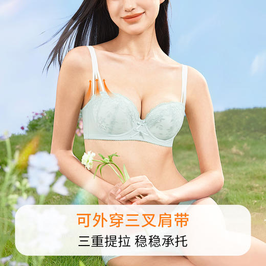 【积分兑换】奶糖派大胸显大内衣四季派对蕾丝文胸饱满贝壳杯半杯聚拢胸罩女 商品图3
