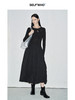 SELFWHO黑色长袖针织拼接连衣裙女2024秋新款法式圆领花苞裙长裙 商品缩略图3