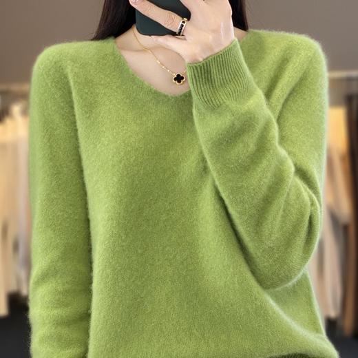 丁摩 100%绵羊毛针织衫女一线成衣V领打底衫D201 商品图1