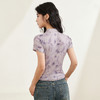 西遇紫色新中式古风设计短袖女新款纯棉透气舒适咖色T恤10740174/V0050549 商品缩略图7