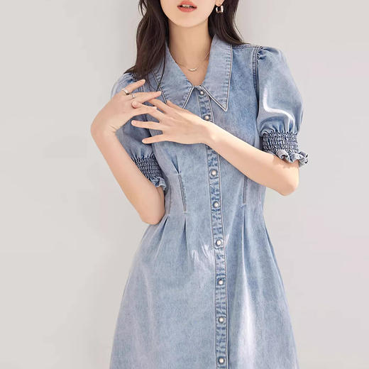 裁缝学苑AQ337法式牛仔连衣裙纸样衬衫裙女装夏季新款收腰裙子版型图 商品图5