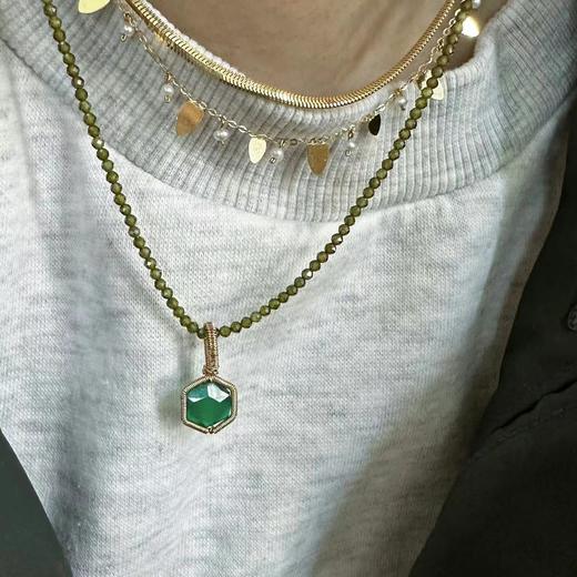 SpoiledBrat Jewelry六边形绿玉髓吊坠项链 商品图2