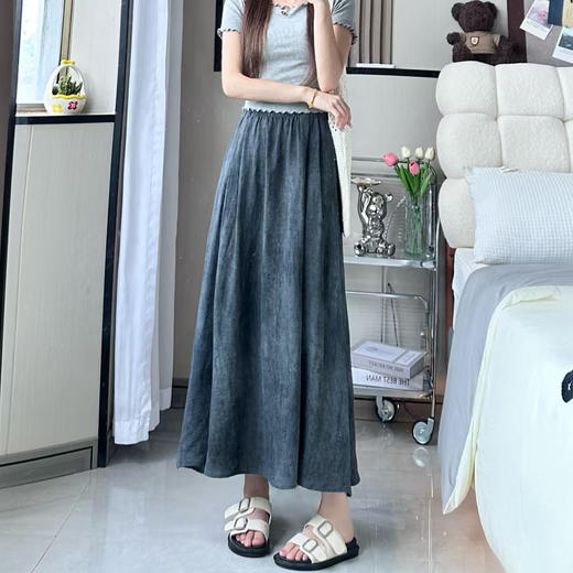 百媚生 半身裙气质扎染冰丝裙女夏季薄高腰显瘦垂感宽松休闲裙子LB42008 商品图1