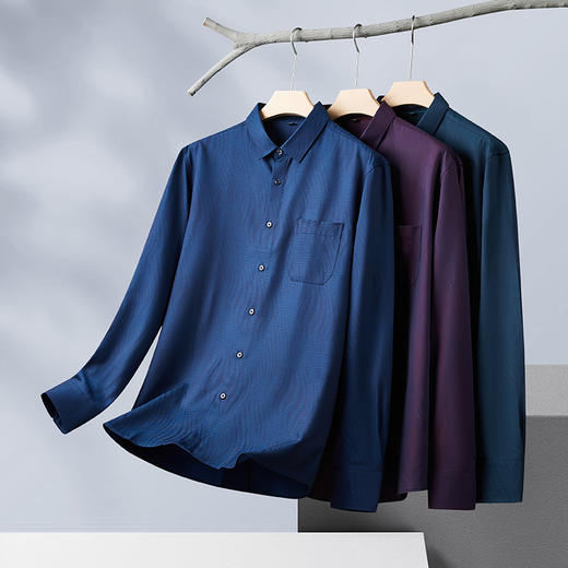 【新款DM】大依优型大码长袖衬衫男宽松加肥加大码男士休闲商务衬衣上衣胖子300斤 商品图0