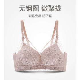 芬腾文胸女性感蕾丝薄款小胸聚拢无钢圈防下垂上托收副乳少女内衣