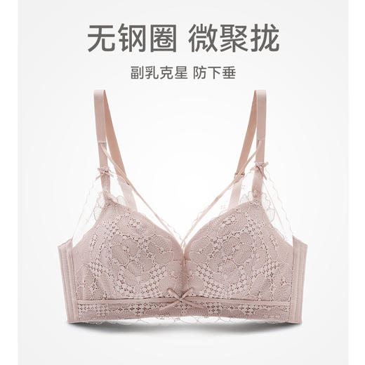 芬腾文胸女性感蕾丝薄款小胸聚拢无钢圈防下垂上托收副乳少女内衣 商品图0