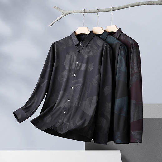 【新款DM】大依优型大码花纹花衬衫长袖衬衫男宽松加肥加大码男士休闲商务衬衣上衣胖子 商品图1