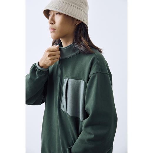 吃茶去chichaqu2024宽松拼色立领卫衣全棉复古休闲运动百搭 商品图2