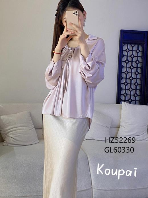 【包邮发顺丰】55025 洛诗琳夏季新款重磅26mm真丝斜纹抽绳设计感衬衫 HZ52269 商品图2