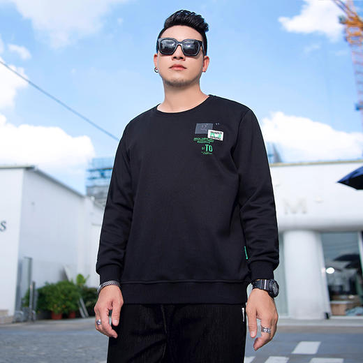 【新款DMH】大依优型大码男装圆领卫衣简约宽松上衣男士胖子打底衫300斤 商品图7