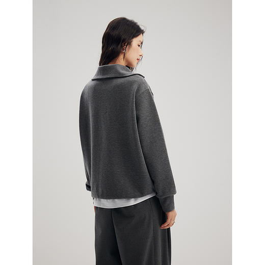 棉仓356608003-法式翻领拉链卫衣空气层美式宽松卫衣 商品图3