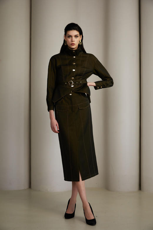 SAFICOO 时尚休闲 显高显瘦 高腰直筒半裙 商品图1