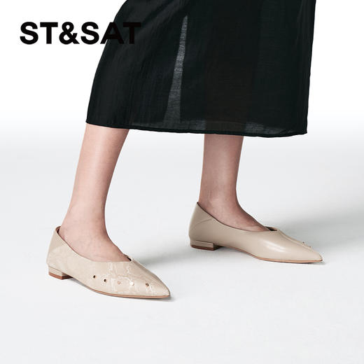 星期六气质尖头马毛皮平底单鞋SSC3111163 商品图4