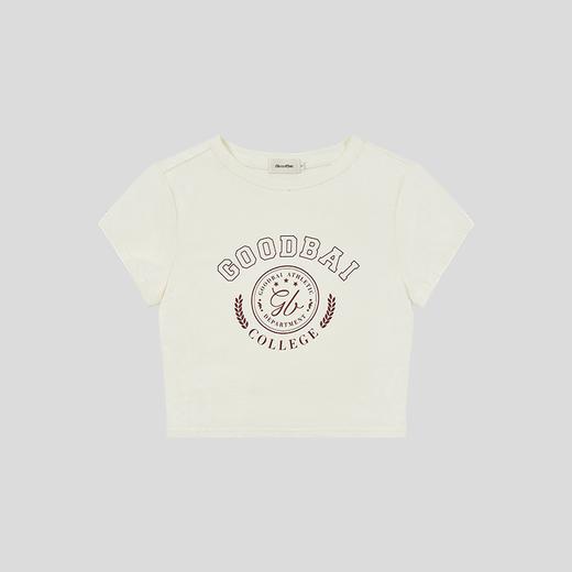GOODBAI athletic学院logo印花正肩紧身短款T恤 商品图2
