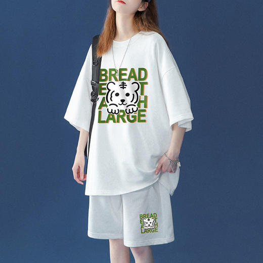 潮牌休闲运动套装女胖mm2-300斤大码宽松短袖短裤时尚两件套夏季 商品图1