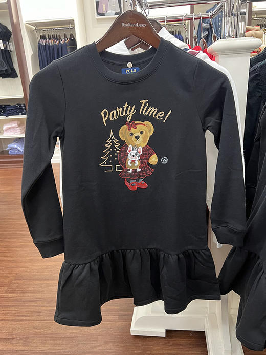 Polo Ralph Lauren 女大童印花圣诞小熊长袖圆领卫衣连衣裙 商品图2