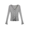 【纯欲风V领坑条长袖针织开衫】秋季新款薄款修身显瘦打底衫 时尚百搭 轻松驾驭秋季穿搭 商品缩略图4
