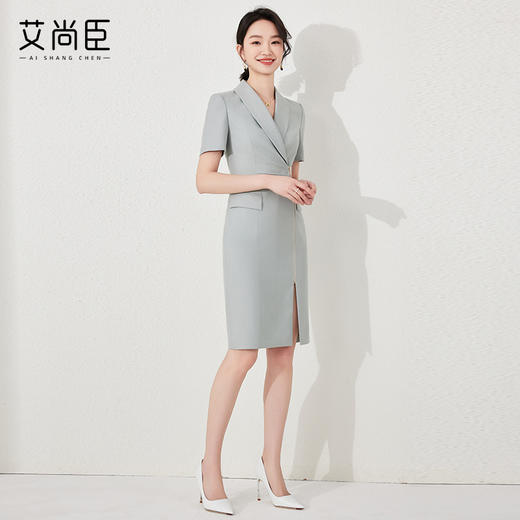 艾尚臣职业连衣裙2024新款女夏季短袖高端时尚正式场合修身工作服 商品图3