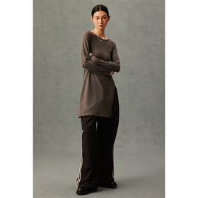 GOODBAI G.B logo刺绣紧身圆领开衩长袖针织衫