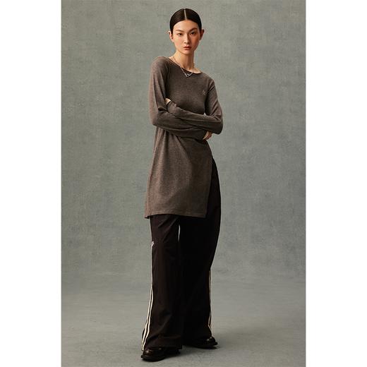 GOODBAI G.B logo刺绣紧身圆领开衩长袖针织衫 商品图0