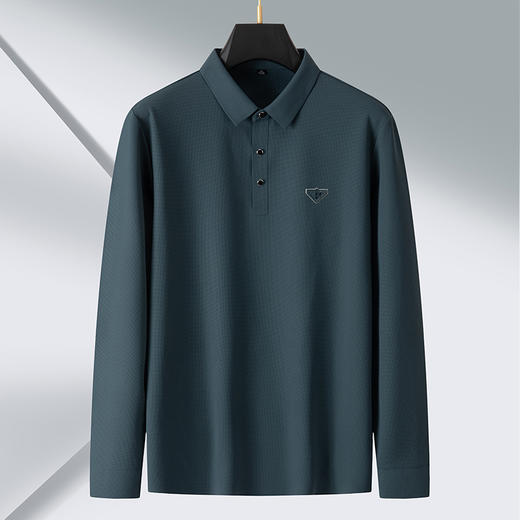 【新款DPS】大依优型大码长袖Polo衫翻领弹力加肥加大胖子上衣男士T恤肥佬打底男装 商品图3