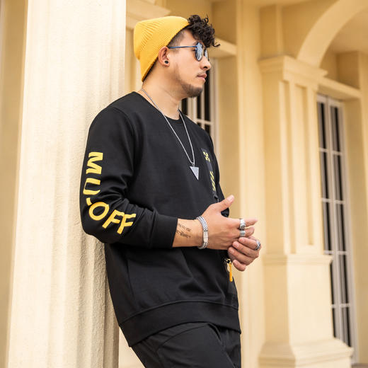 【新款DMH】大依优型大码男装圆领卫衣简约宽松上衣男士胖子打底衫300斤 商品图1