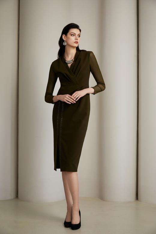 SAFICOO  优雅女人收腰修身 网纱袖连衣裙 商品图1