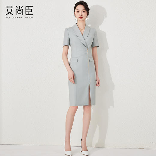 艾尚臣职业连衣裙2024新款女夏季短袖高端时尚正式场合修身工作服 商品图0