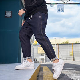 【新款DMH】大依优型大码松紧腰牛仔裤加肥加大宽松男士胖子300斤显瘦潮流弹力舒适