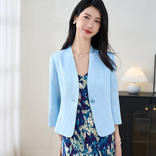 剩S/XL 高级感亚麻醋酸混纺小西装 米思阳2026春季新款气质短款外套女上衣3637 商品图0