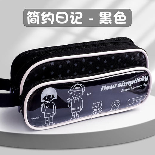 【开学必备！笔袋、文具收纳器】三层大容量，可爱实用，半透明可视窗口，简约初中大笔袋子。分层收纳，拉链顺滑，男女学生铅笔盒。拥有它，文具轻松分类收纳！ 商品图8