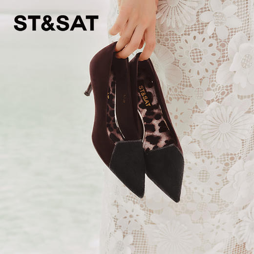 星期六高级感马毛拼接尖头细高跟SSC3111158 商品图2