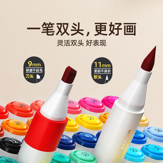 【云优选】美乐童年巨可洗水性马克笔小学生美术专用一年级儿童无毒可洗24色36色软头画笔幼儿园绘画套装双头12色水彩笔 4岁+ 商品图4
