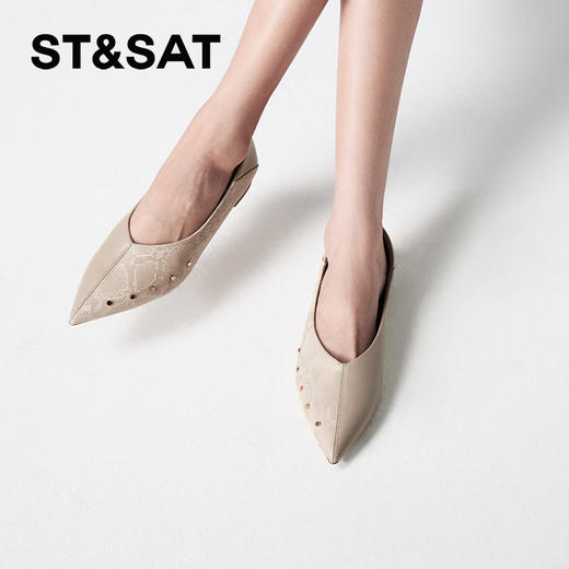 星期六气质尖头马毛皮平底单鞋SSC3111163 商品图3