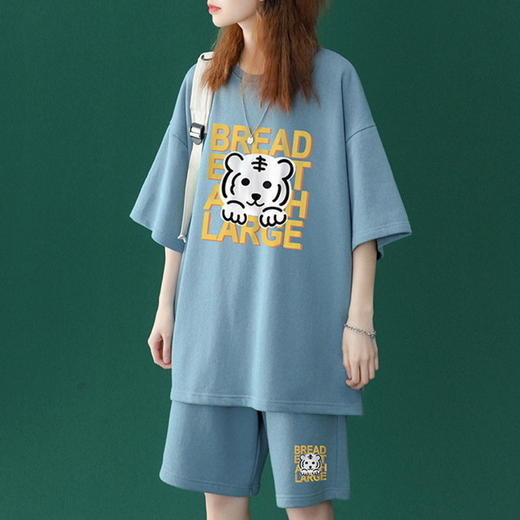 潮牌休闲运动套装女胖mm2-300斤大码宽松短袖短裤时尚两件套夏季 商品图3