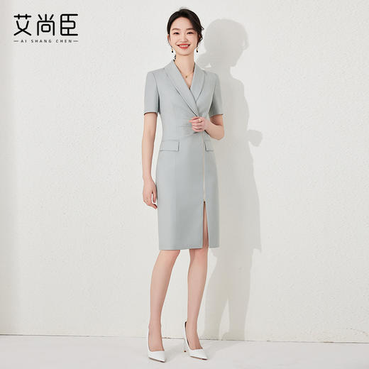 艾尚臣职业连衣裙2024新款女夏季短袖高端时尚正式场合修身工作服 商品图1