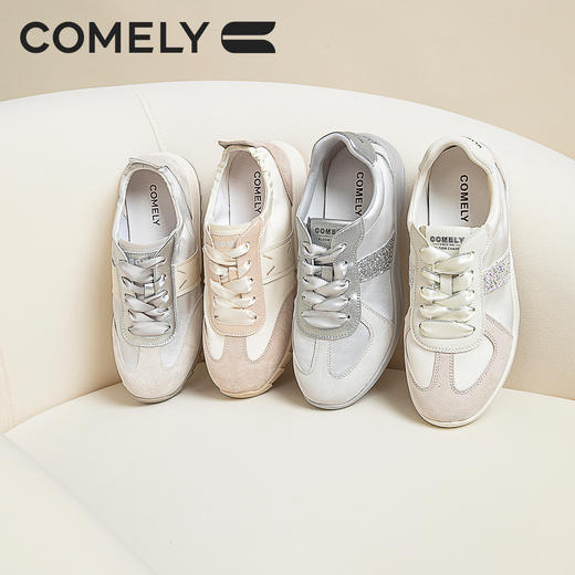 康莉KLY2K650休闲阿甘鞋女2024年秋季新品复古厚底亮皮系带透气运动德训鞋 商品图1