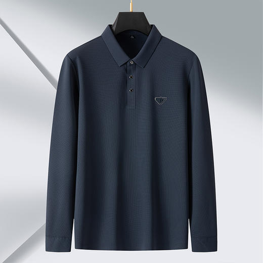 【新款DPS】大依优型大码长袖Polo衫翻领弹力加肥加大胖子上衣男士T恤肥佬打底男装 商品图1