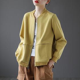 雀说 女士短外套女春秋潮宽松拉链开衫卫衣20240813001