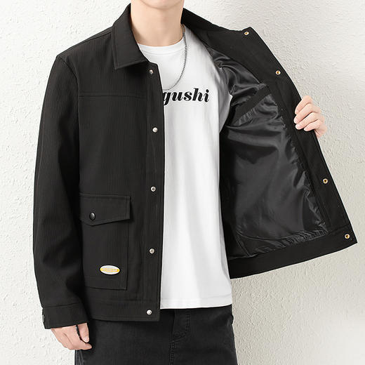 【新款DX】大依优型大码翻领外套衬衫夹克时尚雷萨加肥加大休闲胖子宽松外套上衣男装潮流 商品图4