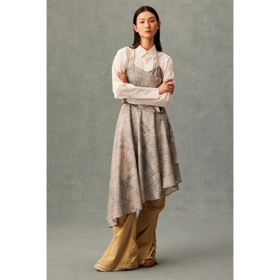 GOODBAI 吊带交叉假两件不规则下摆连衣长裙