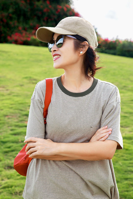 罗纹竖口袋条纹T恤 商品图0